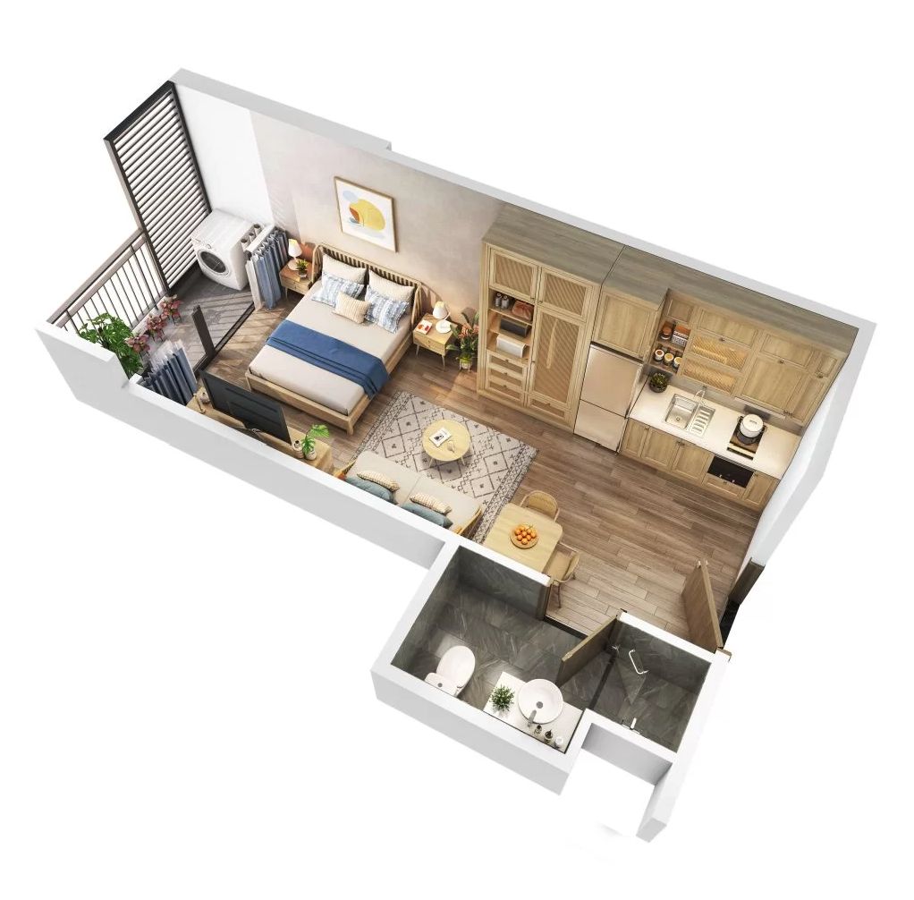 Cần bán căn hộ Studio 34,9m2, 1 phòng ngủ, giá cực tốt